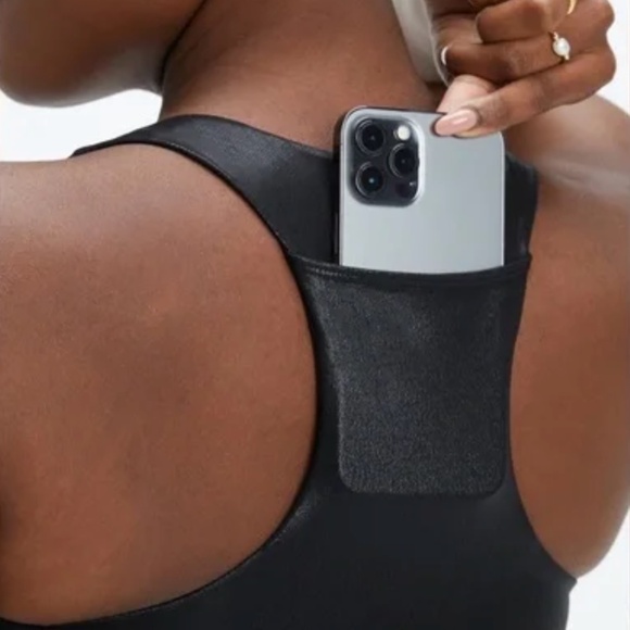 FABLETICS On-The-Go Midi Medium Impact Sports Bra Black Fog Foil Size L - Picture 3 of 5